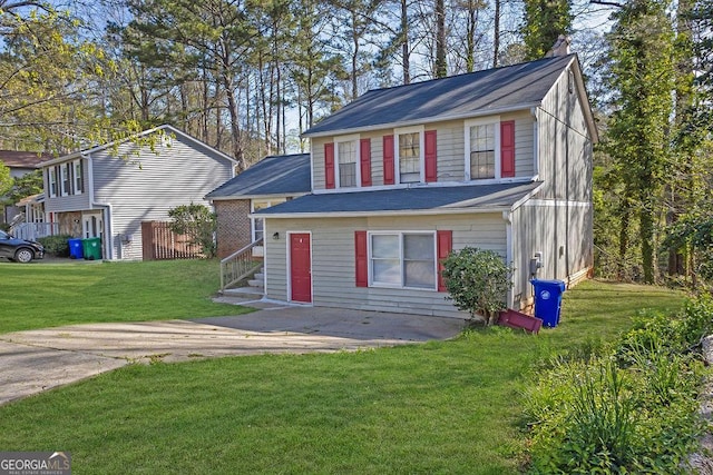 5338 Timor Trl, Lithonia, GA 30038 - view of front of house with a front yard and a chimney