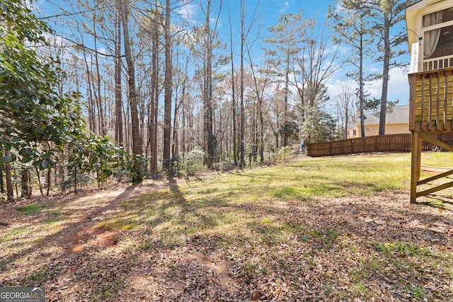 view of yard with a fenced backyard