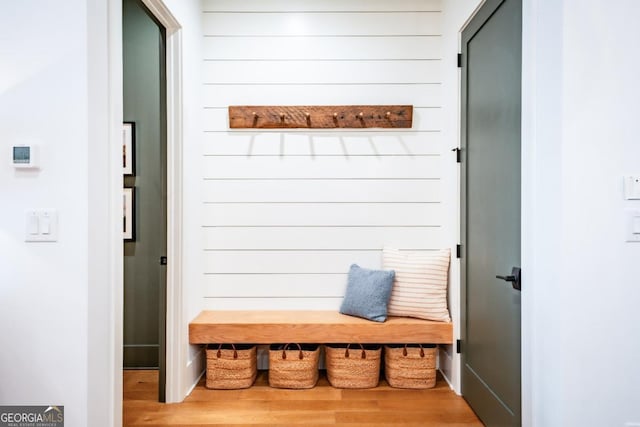 mudroom featuring wood finished floors