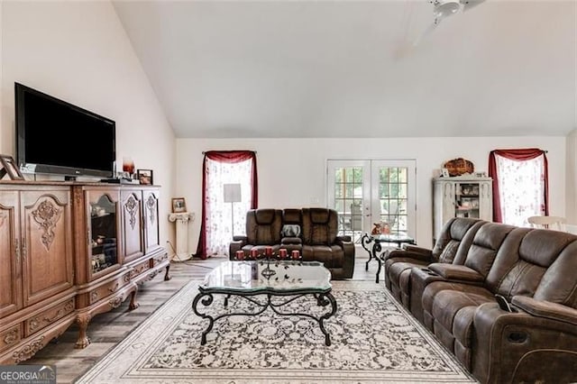 144 Bobs Dr, Mableton, GA 30126 - living area featuring lofted ceiling and wood finished floors