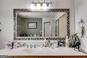 144 Bobs Dr, Mableton, GA 30126 - bathroom with a shower with door and vanity