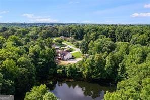 144 Bobs Dr, Mableton, GA 30126 - drone / aerial view featuring a wooded view and a water view