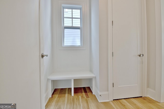 mudroom featuring light wood-style flooring