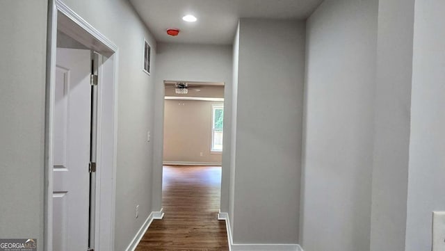 838 Natchez Valley Trce NE, Grayson, GA 30017 - hallway featuring dark wood-style flooring and recessed lighting