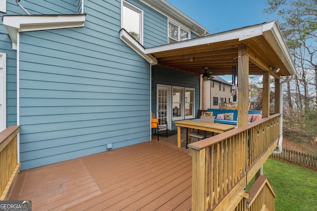 deck featuring ceiling fan