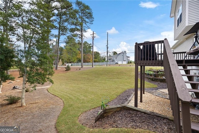 2000 Spicers Ln, Woodstock, GA 30189 - view of yard featuring a deck and stairs