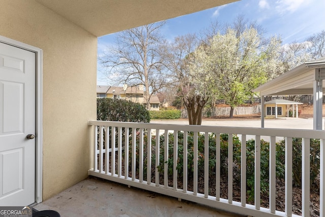 balcony featuring a porch