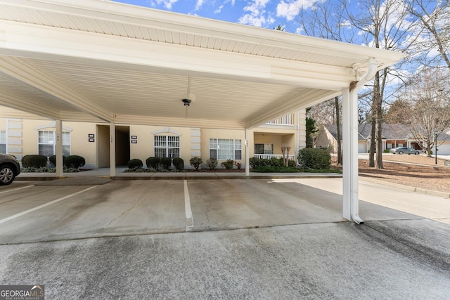 view of covered parking lot