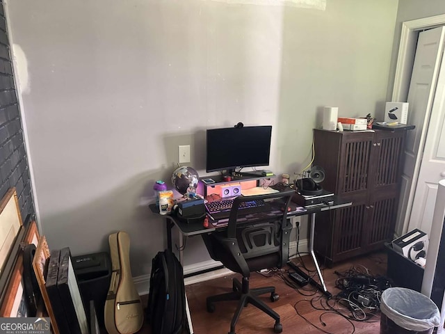 office area with wood finished floors