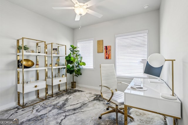 1322 Stanley Park Dr, Decatur, GA 30033 - home office with carpet floors, baseboards, and ceiling fan