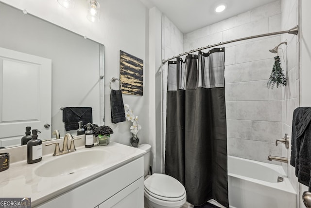 1322 Stanley Park Dr, Decatur, GA 30033 - full bathroom featuring toilet, shower / bath combination with curtain, and vanity