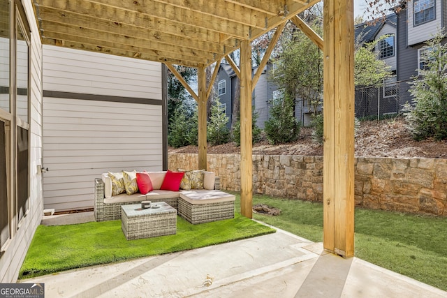 1322 Stanley Park Dr, Decatur, GA 30033 - view of patio / terrace with an outdoor living space and fence
