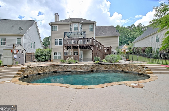 65 Tapestry Ln, Newnan, GA 30265 - view of pool with stairway, a deck, fence, and a patio