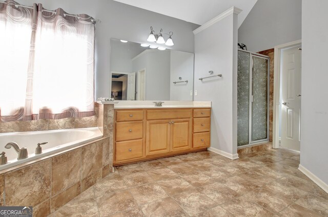 65 Tapestry Ln, Newnan, GA 30265 - full bath featuring a stall shower, a garden tub, vanity, and baseboards