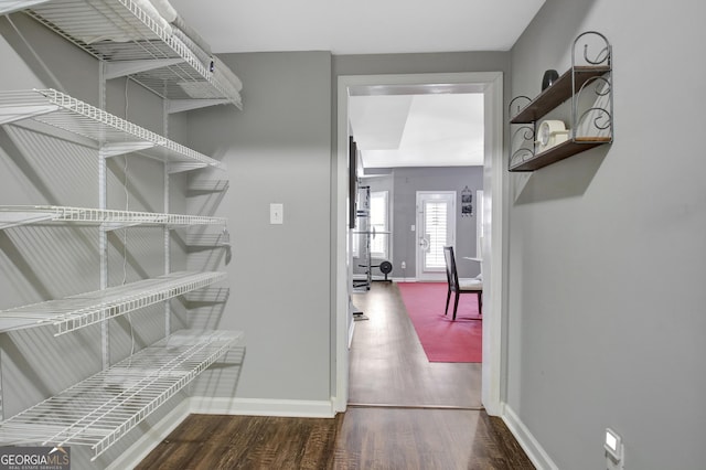 spacious closet with wood finished floors