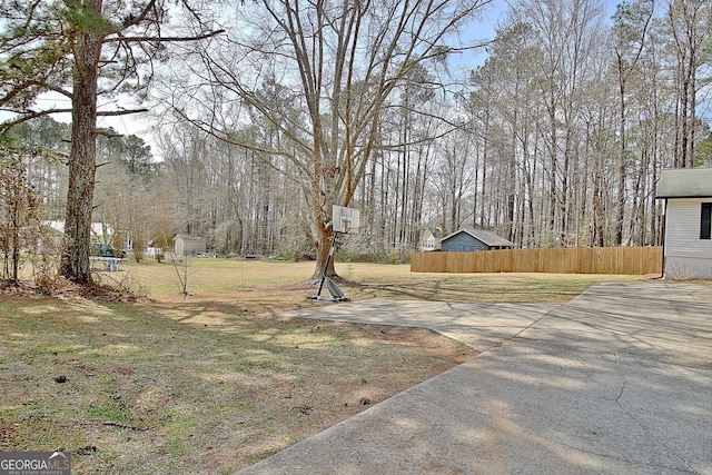 view of yard with fence