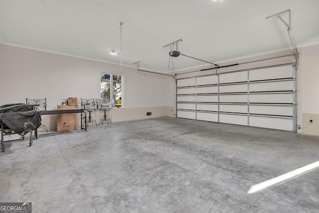 garage with a garage door opener