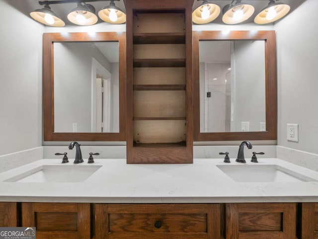 bathroom featuring double vanity and a sink