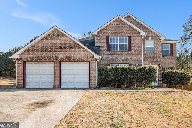 1921 Boulder Gate Dr, Ellenwood, GA 30294 - traditional home with a garage, a front lawn, brick siding, and driveway
