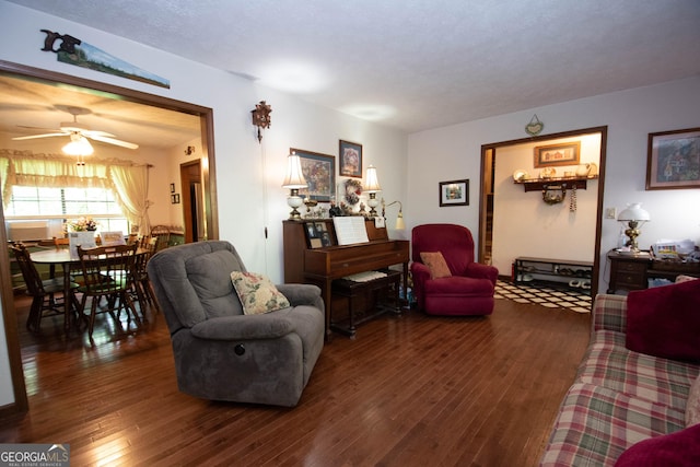 1972 Cox Dr, Austell, GA 30168 - living room with a ceiling fan and hardwood / wood-style flooring
