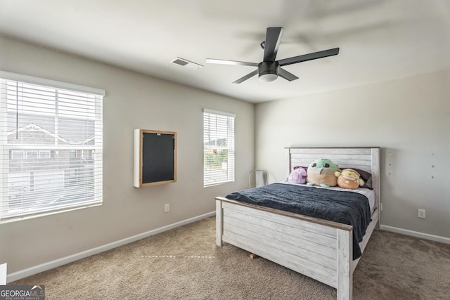 197 Stocks Cir, West Point, GA 31833 - bedroom with baseboards, a ceiling fan, visible vents, and carpet
