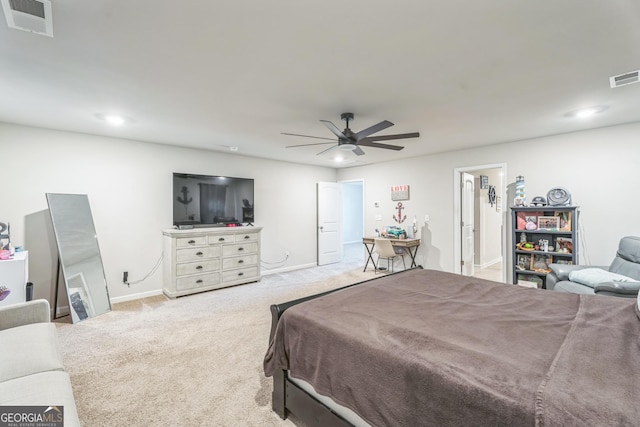 197 Stocks Cir, West Point, GA 31833 - bedroom with baseboards, carpet flooring, visible vents, and recessed lighting