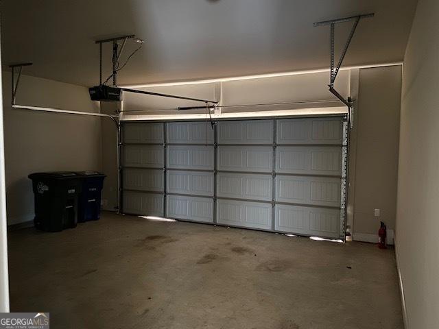 garage with a garage door opener