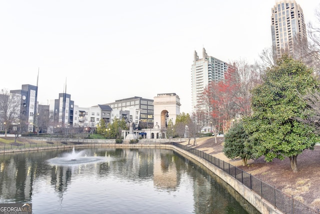 property's view of city with a water view