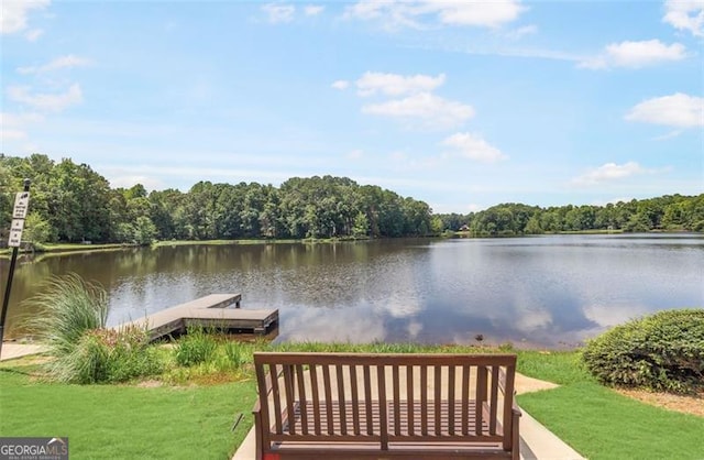 view of dock featuring a water view