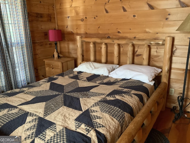 114 Palisade Dr, Ellijay, GA 30540 - bedroom with wood finished floors and wood walls
