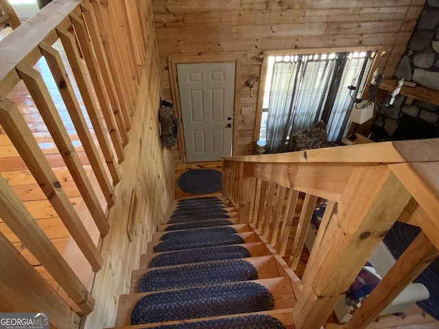 114 Palisade Dr, Ellijay, GA 30540 - stairway featuring wood walls