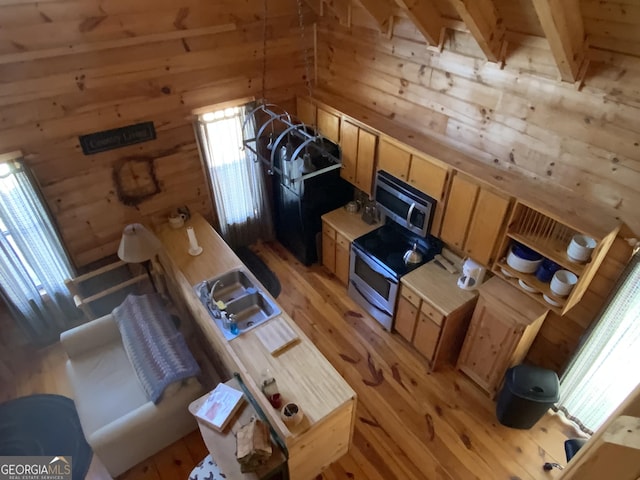 114 Palisade Dr, Ellijay, GA 30540 - living area with wood walls and light wood finished floors