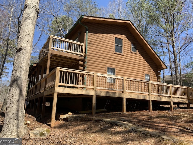 114 Palisade Dr, Ellijay, GA 30540 - rear view of property featuring faux log siding and a deck