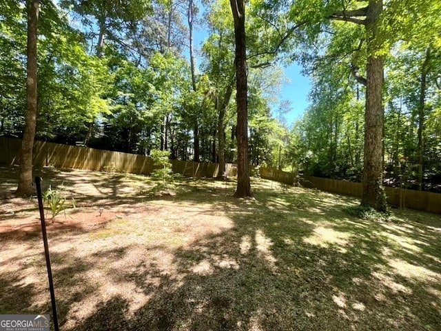 view of yard featuring a fenced backyard