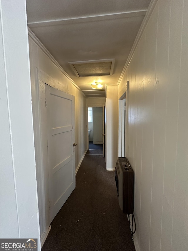 hallway featuring attic access