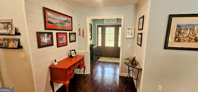 interior space featuring dark wood-style flooring