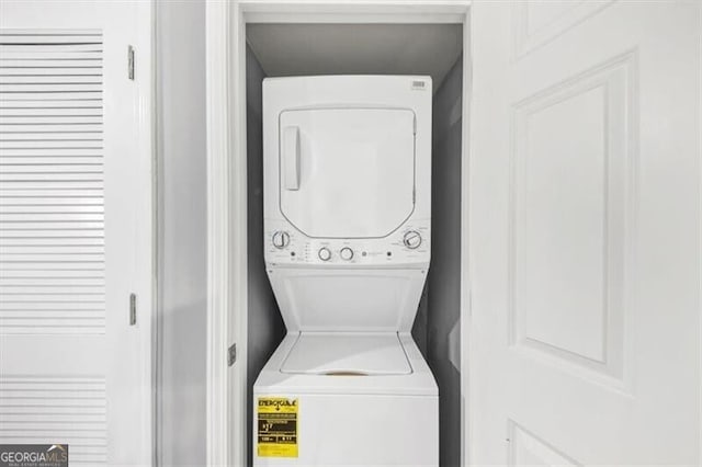 117 Lablanc Way NW, Atlanta, GA 30327 - laundry room with laundry area and stacked washer and clothes dryer
