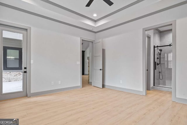 303 Tumbling Shoals Ct, Gray, GA 31032 - interior space with a ceiling fan, crown molding, wood finished floors, and baseboards