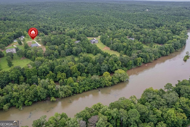 303 Tumbling Shoals Ct, Gray, GA 31032 - aerial view featuring a forest view and a water view