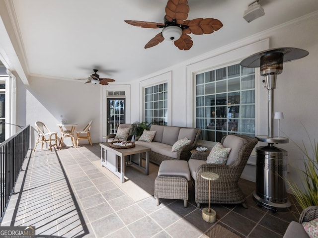 view of patio with an outdoor hangout area and ceiling fan
