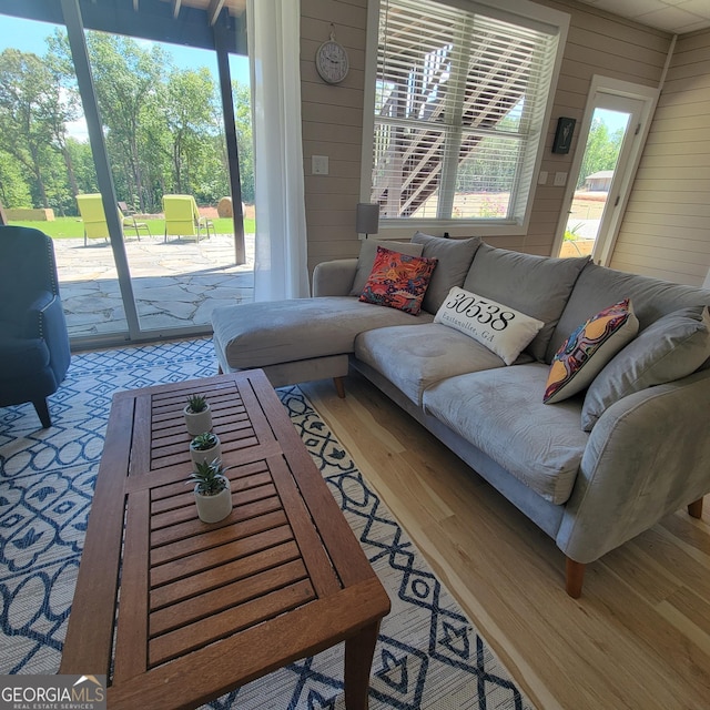 107 Oak Way Dr, Eastanollee, GA 30538 - living area with wooden walls and wood finished floors