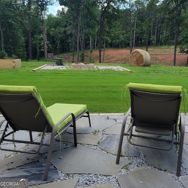 107 Oak Way Dr, Eastanollee, GA 30538 - view of patio / terrace featuring a wooded view