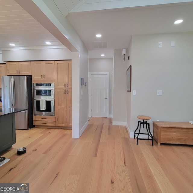 107 Oak Way Dr, Eastanollee, GA 30538 - kitchen featuring baseboards, visible vents, light wood finished floors, and stainless steel appliances