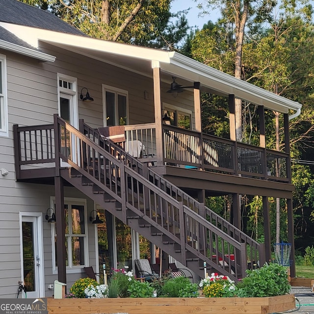 107 Oak Way Dr, Eastanollee, GA 30538 - exterior space with stairway and ceiling fan
