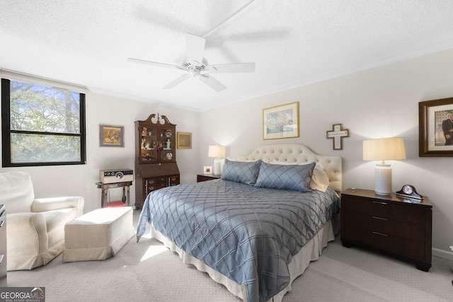 3530 Piedmont Rd NE Unit 3I, Atlanta, GA 30305 - bedroom featuring light carpet, ceiling fan, and a textured ceiling