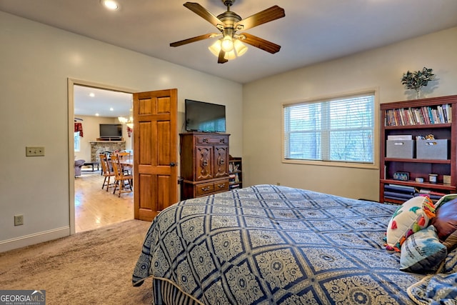 1068 Coleman River Rd, Clayton, GA 30525 - carpeted bedroom featuring recessed lighting, baseboards, and ceiling fan