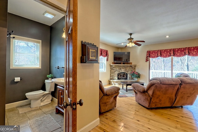1068 Coleman River Rd, Clayton, GA 30525 - living room featuring plenty of natural light, baseboards, and ceiling fan