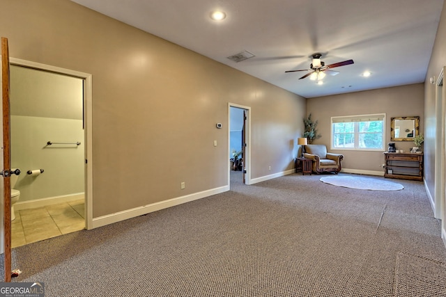 1068 Coleman River Rd, Clayton, GA 30525 - sitting room with carpet, a ceiling fan, baseboards, and recessed lighting