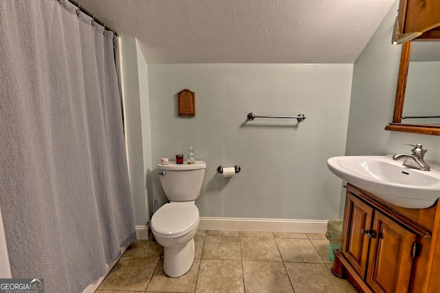 1068 Coleman River Rd, Clayton, GA 30525 - full bathroom with toilet, vanity, baseboards, a textured ceiling, and tile patterned floors