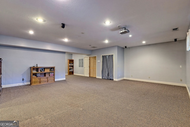 1068 Coleman River Rd, Clayton, GA 30525 - finished below grade area featuring electric panel, baseboards, recessed lighting, and carpet floors